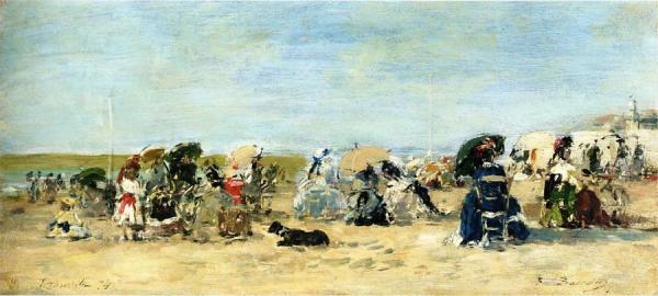 Trouville, Beach Scene by Eugène-louis Boudin