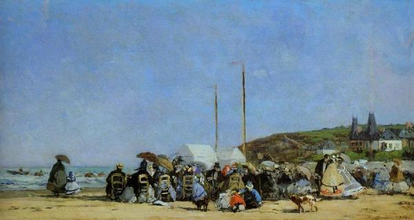 Trouville, Beach Scene by Eugène-louis Boudin