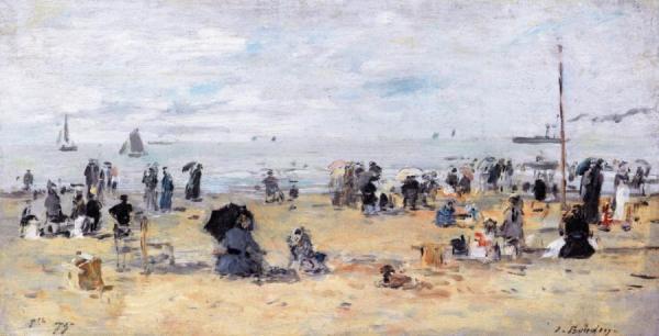 Trouville, Beach Scene by Eugène-louis Boudin