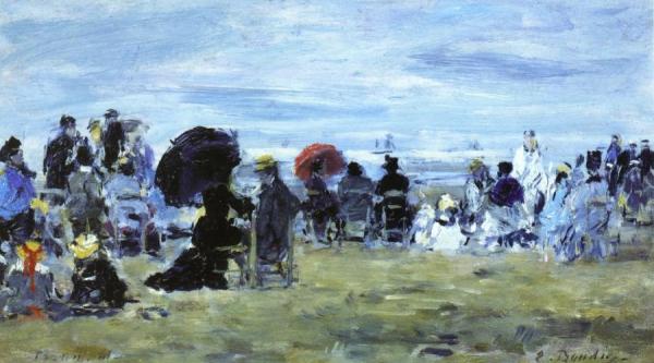 Trouville, Beach Scene by Eugène-louis Boudin