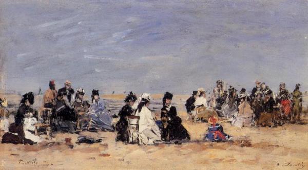Trouville, Beach Scene by Eugène-louis Boudin