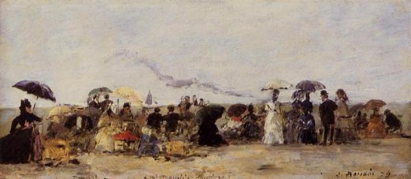 Trouville, Beach Scene by Eugène-louis Boudin