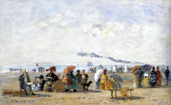 Trouville, Beach Scene by Eugène-louis Boudin