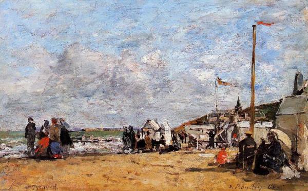 Trouville, Beach Scene by Eugène-louis Boudin