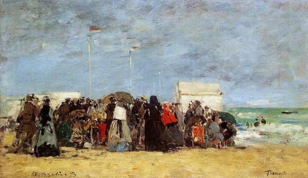 Trouville, Beach Scene by Eugène-louis Boudin