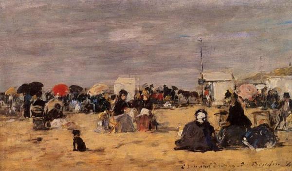 Trouville, Beach Scene by Eugène-louis Boudin