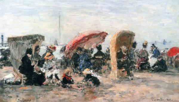 Trouville, Beach Scene by Eugène-louis Boudin