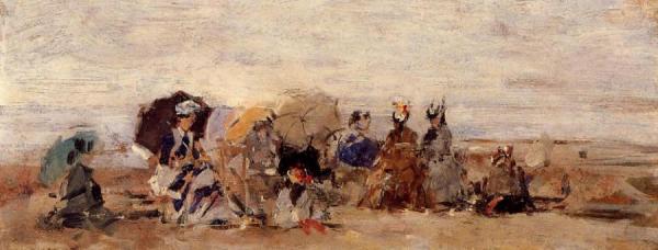 Trouville, Beach Scene by Eugène-louis Boudin