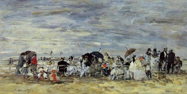 Trouville Beach Scene by Eugène-louis Boudin