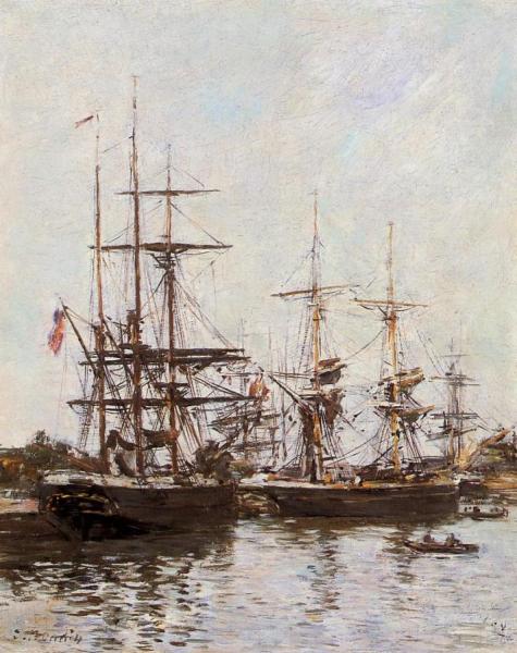 Trouville Harbor by Eugène-louis Boudin