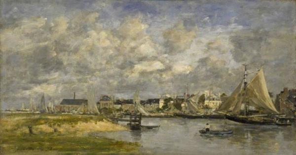 Trouville Harbour by Eugène-louis Boudin