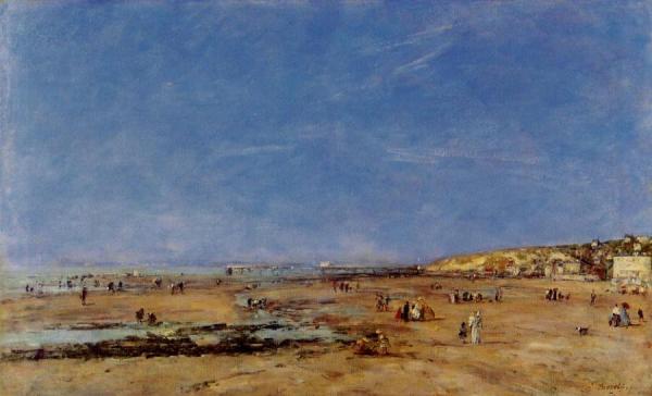 Trouville, Panorama Of The Beach by Eugène-louis Boudin