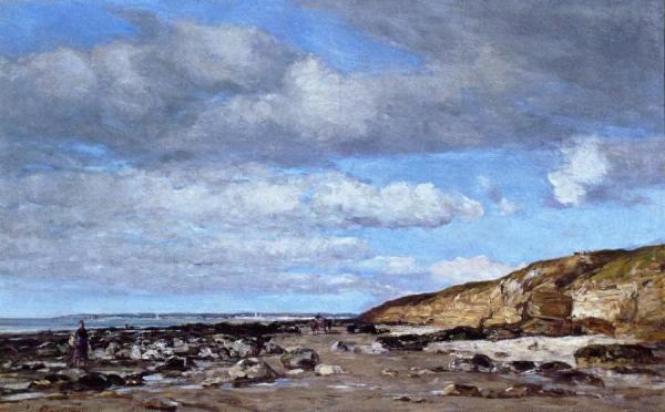 Trouville, Shore And Rocks by Eugène-louis Boudin
