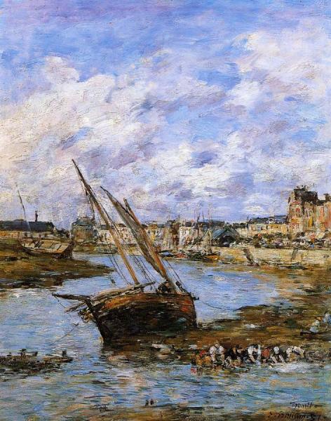 Trouville, The Inner Port, Low Tide by Eugène-louis Boudin