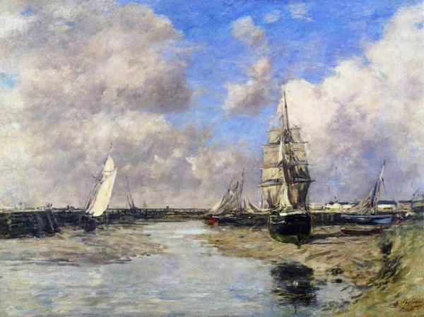 Trouville, The Jetties, Low Tide by Eugène-louis Boudin