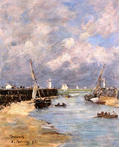 Trouville, The Jetties, Low Tide by Eugène-louis Boudin