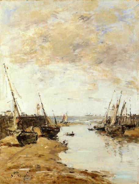 Trouville, The Jetties, Low Tide by Eugène-louis Boudin