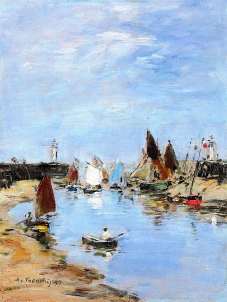 Trouville, The Jetties, Low Tide by Eugène-louis Boudin