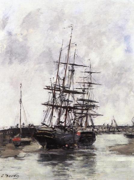 Trouville, The Jetty, Low Tide by Eugène-louis Boudin