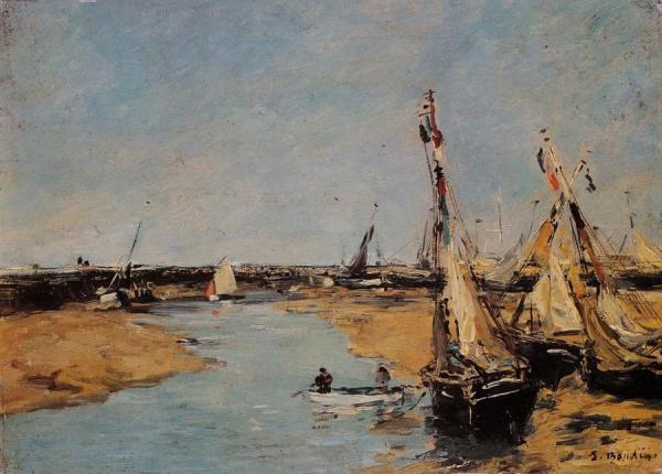 Trouville, The Jettys At Low Tide by Eugène-louis Boudin