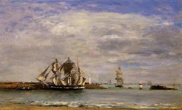 Trouville, The Jettys, High Tide by Eugène-louis Boudin