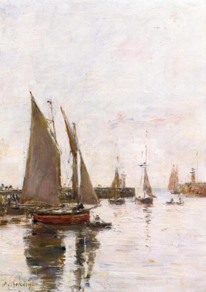 Trouville, The Jettys, High Tide by Eugène-louis Boudin