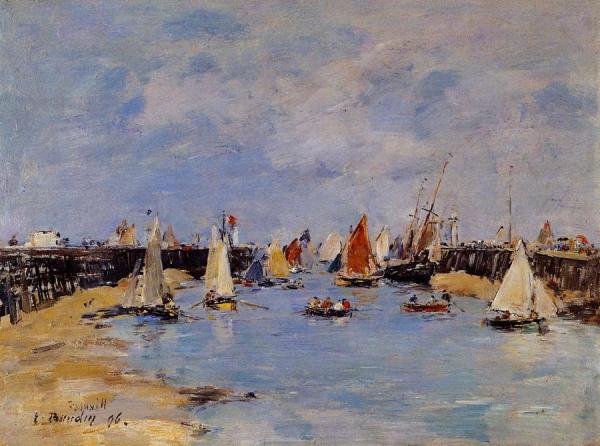 Trouville, The Jettys, Low Tide by Eugène-louis Boudin