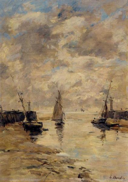 Trouville, The Jettys, Low Tide by Eugène-louis Boudin