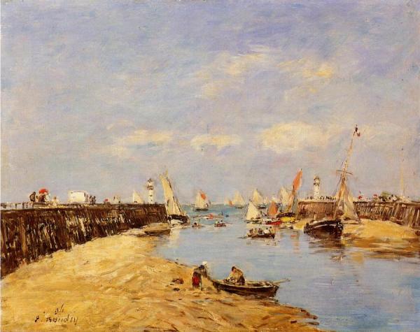 Trouville, The Jettys, Low Tide by Eugène-louis Boudin
