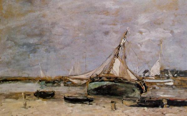 Trouville, The Jettys, Low Tide by Eugène-louis Boudin