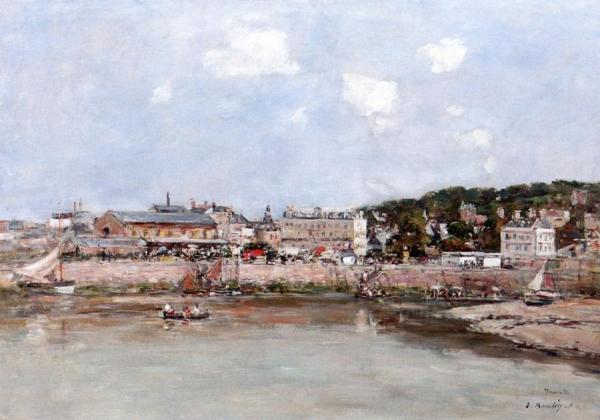 Trouville, The Market Place And The Ferry by Eugène-louis Boudin