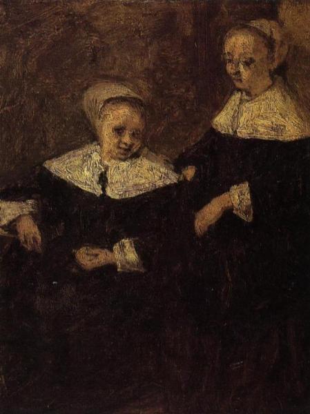 Two Woman (after Adriaen Van Ostade) by Eugène-louis Boudin