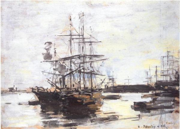 Vaisseaux A L'ancre Devant Venise by Eugène-louis Boudin