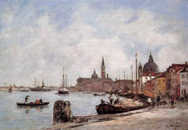 Venice, The Dock Of The Guidecca by Eugène-louis Boudin