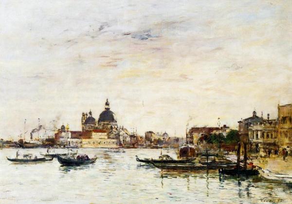 Venice, The Mole At The Entrance Of The Grand Canal And The Salute by Eugène-louis Boudin