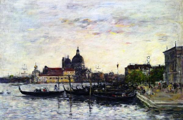 Venice, The Mole At The Entrance To The Grand Canal And The Salute, Evening by Eugène-louis Boudin