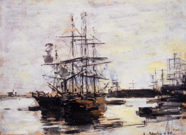 Vessel At Anchor Outside Of Venice by Eugène-louis Boudin
