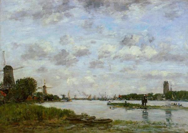 View Of Dordrecht by Eugène-louis Boudin