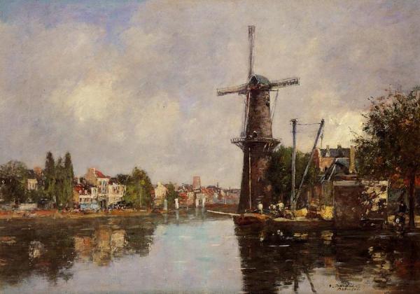 View Of Rotterdam by Eugène-louis Boudin