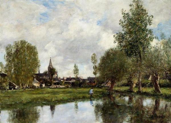 Village Around Dunkirk by Eugène-louis Boudin