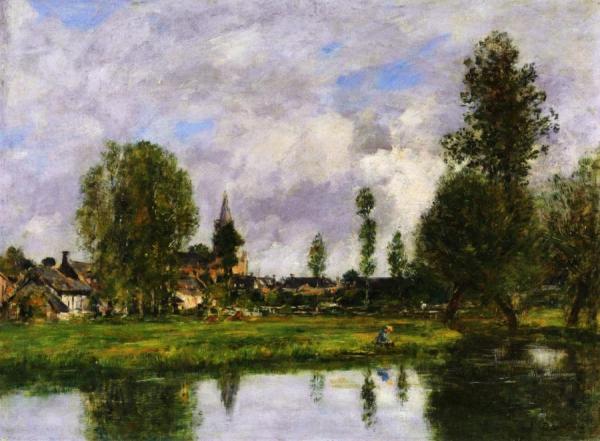 Village Near Dunkirk by Eugène-louis Boudin