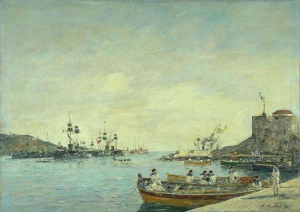 Villefranche Harbour by Eugène-louis Boudin