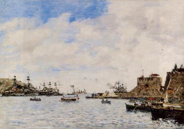 Villefranche, The Harbor by Eugène-louis Boudin