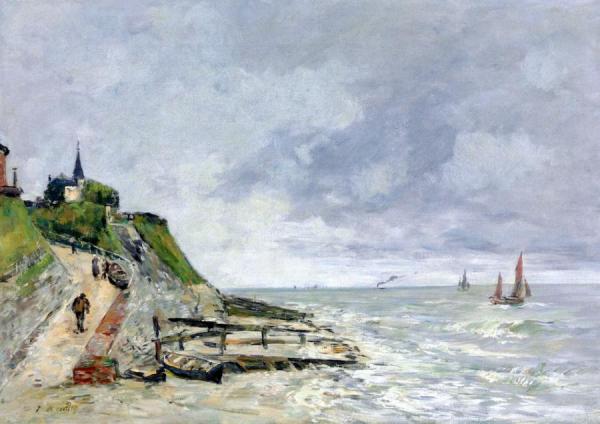 Villerville, The Shore And The Sea by Eugène-louis Boudin