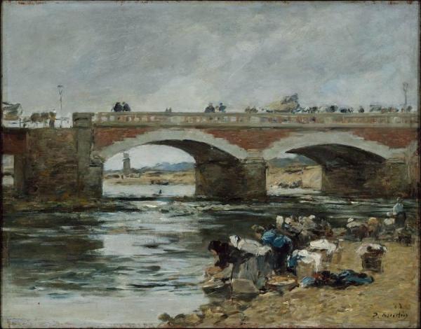 Washerwomen Near A Bridge by Eugène-louis Boudin