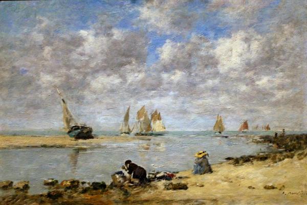 Washerwomen Near Trouville by Eugène-louis Boudin