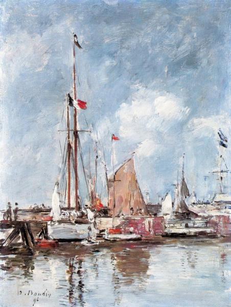 Yachts In The Deauville Harbor by Eugène-louis Boudin