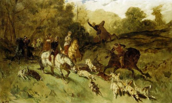 Marie Stuart At The Hunt by Eugene Louis Lami