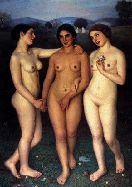Tres Desnudos by Eugenio Hermoso Martinez Oil Painting Reproductions