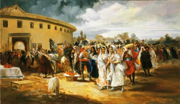 Entering The Bull Ring In Sunshine by Eugenio Lucas Villamil